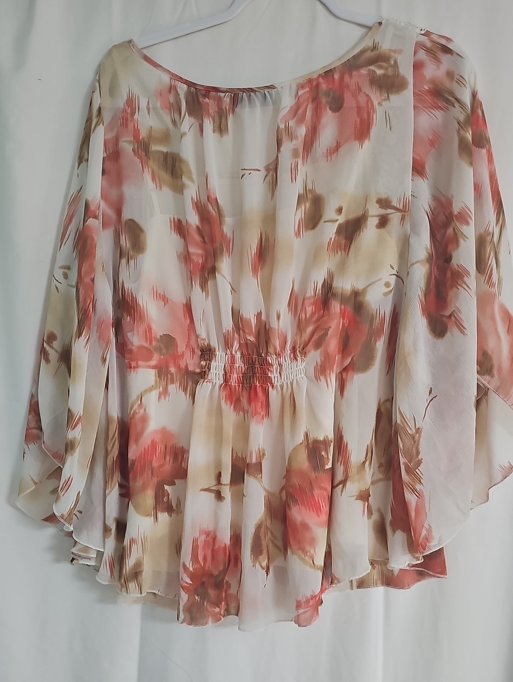 Apt. 9 Floral Crochet Yoke Chiffon Top - Cream, Pink & Tan - Picture 4 of 7
